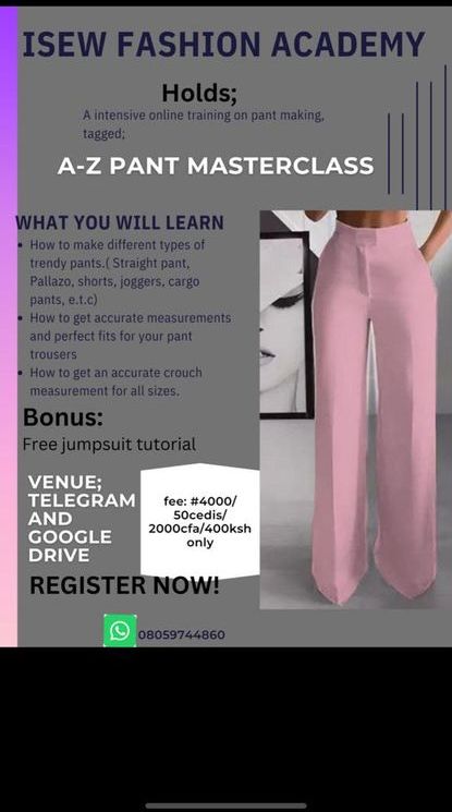 A to Z Pant Masterclass course flyer